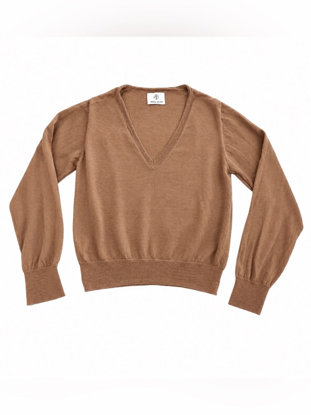 Anine Bing Cashmere Merino Wool Valerie Sweater Tan V Neck size XS - Picture 4 of 11